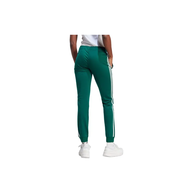 Adidas Women's Primegreen Essentials Warm Slim Tapered 3 Stripes Track Tracksuit Bottoms Collegiate Green/White-2