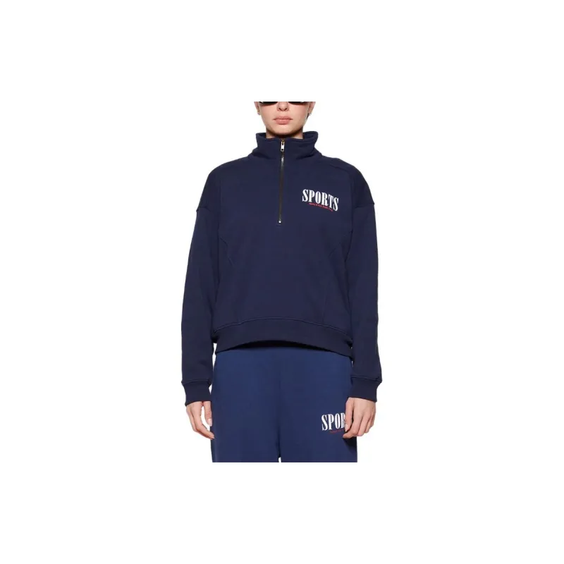 SPORTY & RICH Logo print Half zip Sweatshirt-2