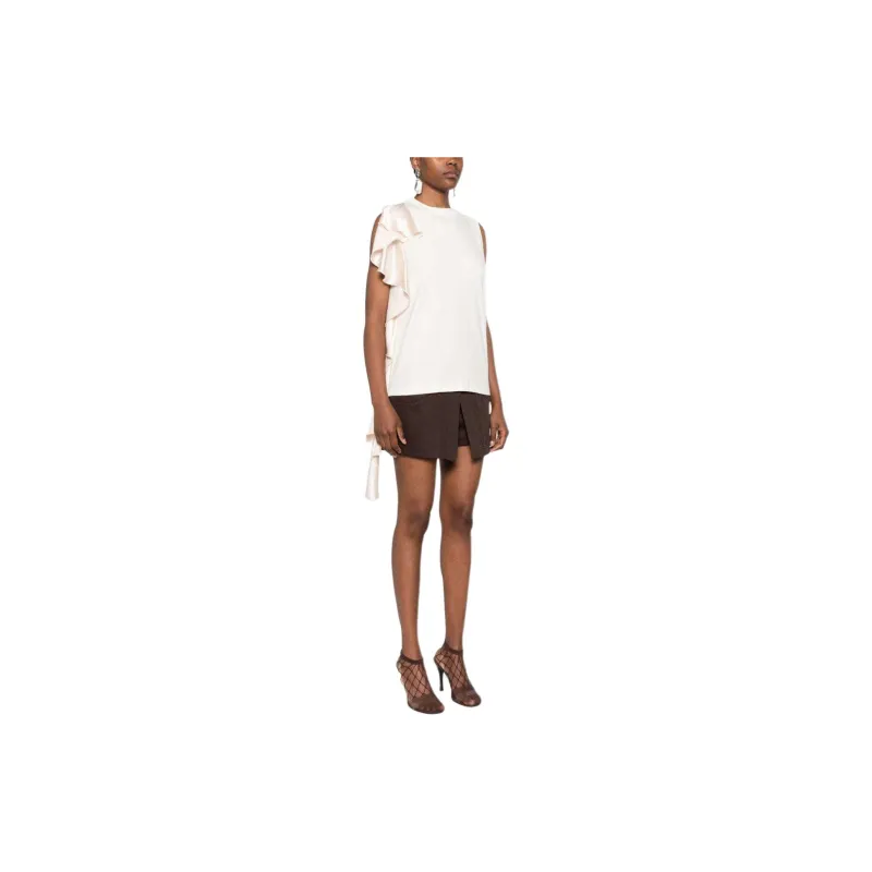 MSGM Draped Detail Asymmetric Satin Blouse-3