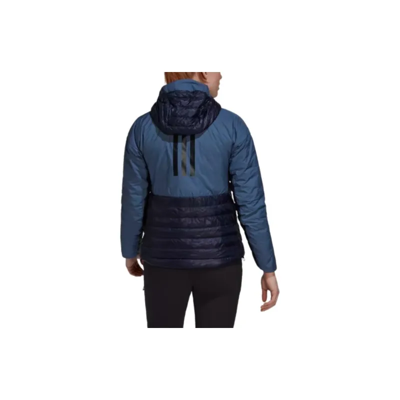 Adidas TERREX MYSHELTER DOWN HOODED JACKET Jackets Coats Women's Dark Shadow Chestnut/Dark Shadow Red-1