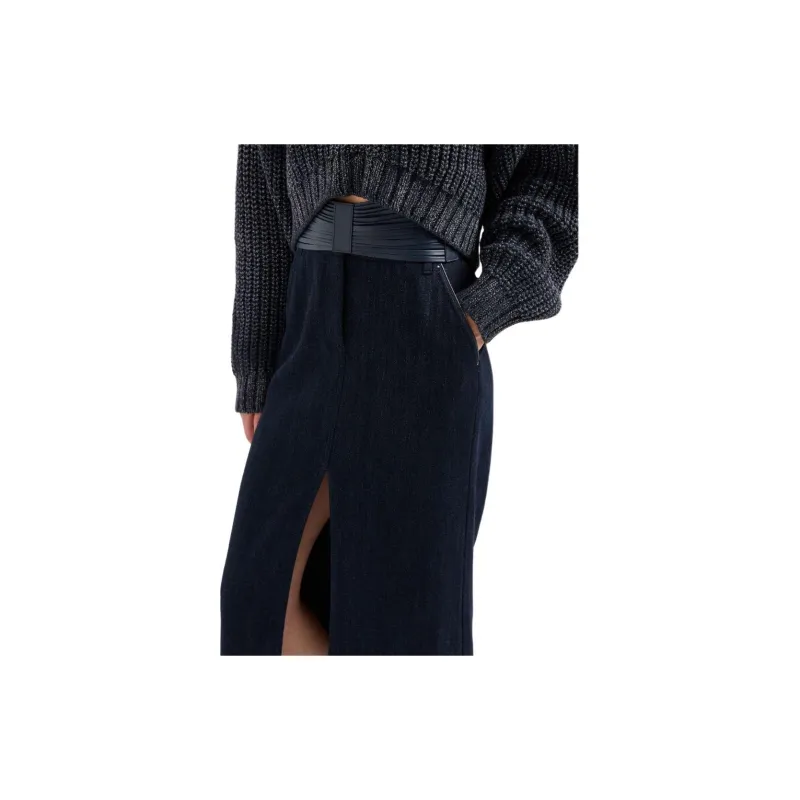 GIORGIO ARMANI High-waisted Denim Midi Skirt-3
