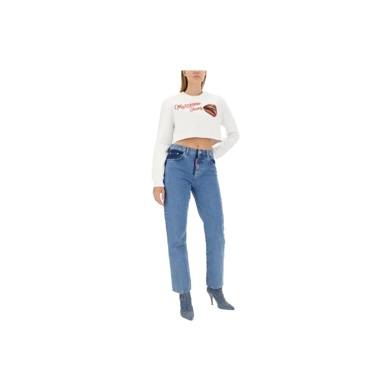 MOSCHINO Logo Printed Cropped Sweatshirt-3