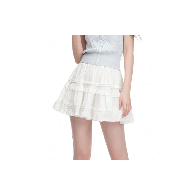 NTOT Casual Short Skirts Women's White-2