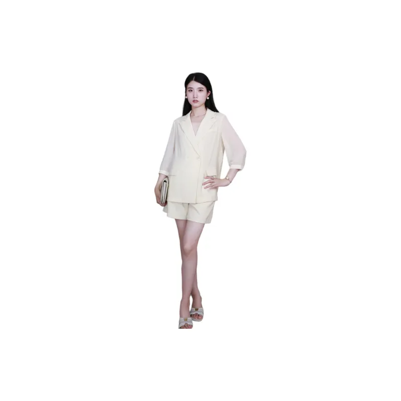 TKY SHOP Casual Suit Women's Light Yellow-3