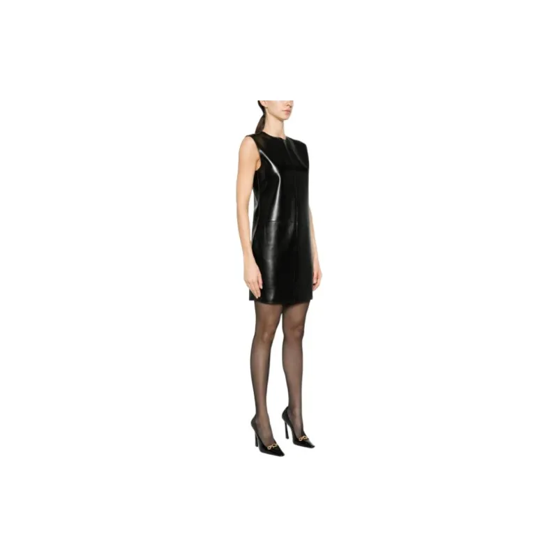 SAINT LAURENT Sleeveless Leather Minidress-4