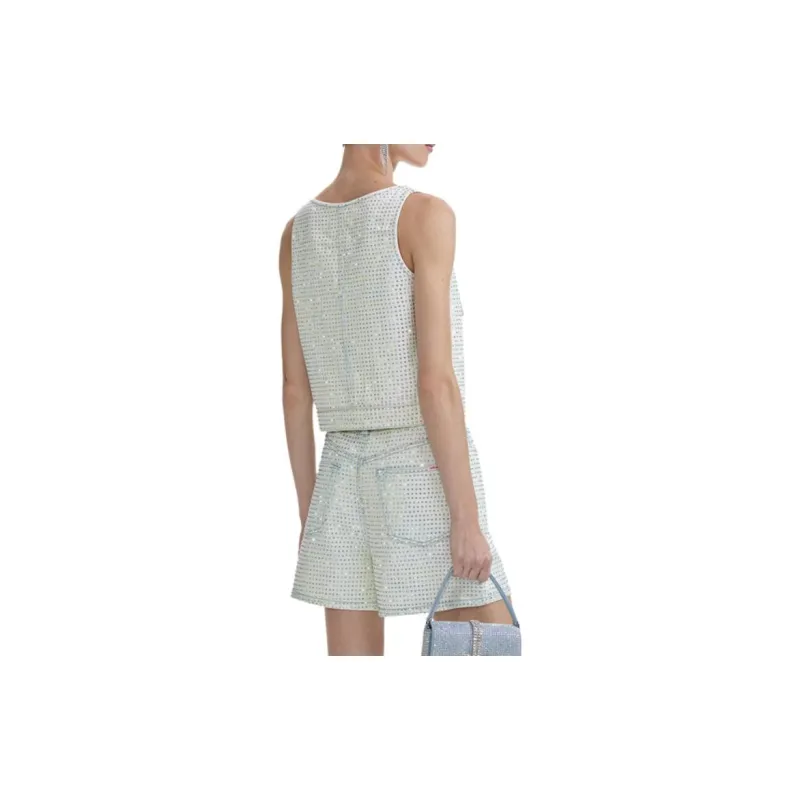 Self portrait Tank Tops Women's Light Denim Blue-3