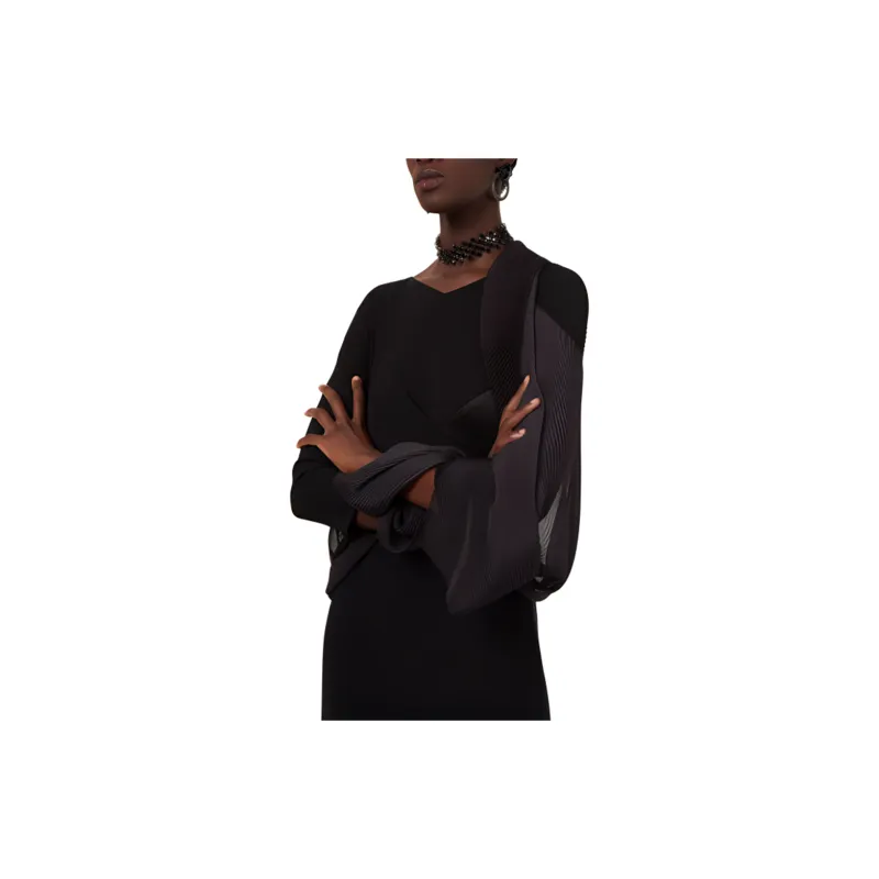 EMPORIO ARMANI SS21 Long Sleeved Dress Women's Black-8