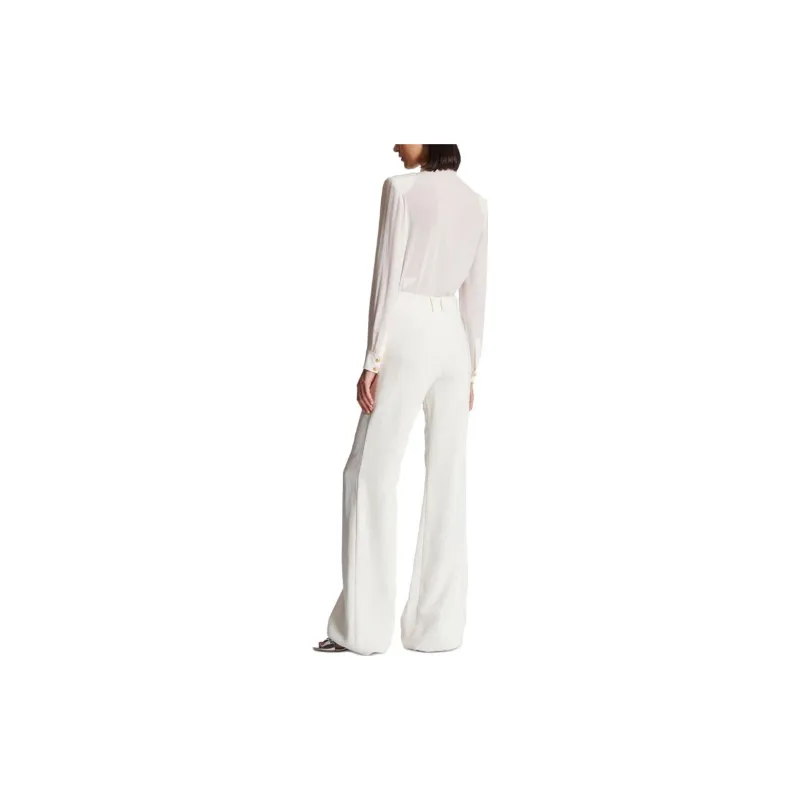 BALMAIN High Waisted Crepe Trousers-2