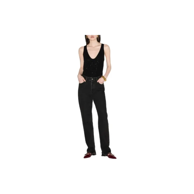 GUCCI Laser Design Straight Denim Pants-1