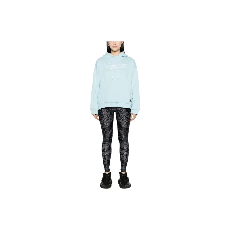 VERSACE Logo Embroidered Drawstring Hoodie-1