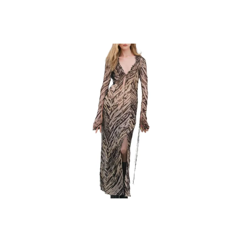 ZARA ZW Series Long-Sleeved Dresses Women's Green-2