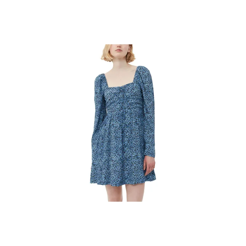 GANNI Printed Square Neck Crepe Mini Dress-4