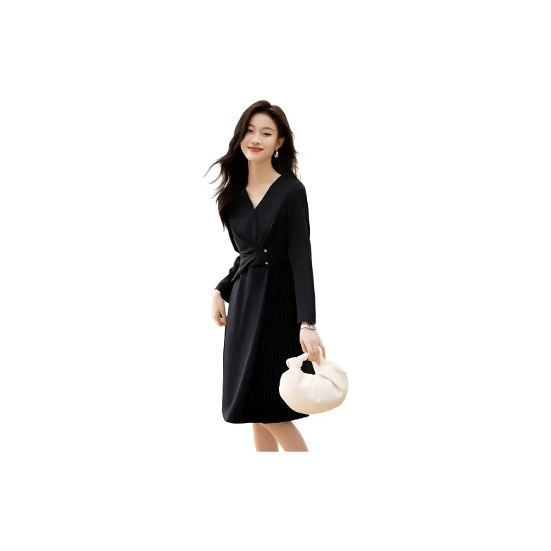 Mo Han Yi Mei Long Sleeved Dress Women's Black-1
