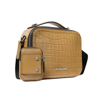 MICHAEL KORS Hudson Crocodile Embossed Leather Crossbody Bag