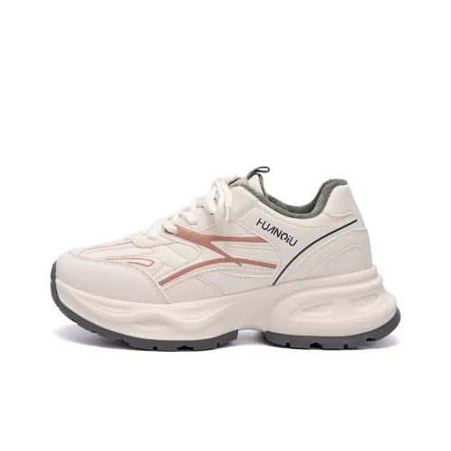 HUANQIU Anti Slip And Wear Resistant Warm Low Top Chunky Sneakers Women's Beige