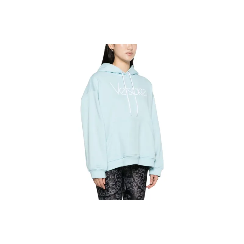 VERSACE Logo Embroidered Drawstring Hoodie-3