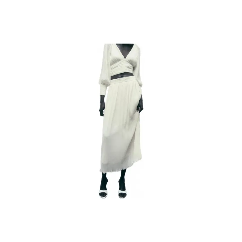 ZARA Casual Long Skirt Women's White-1