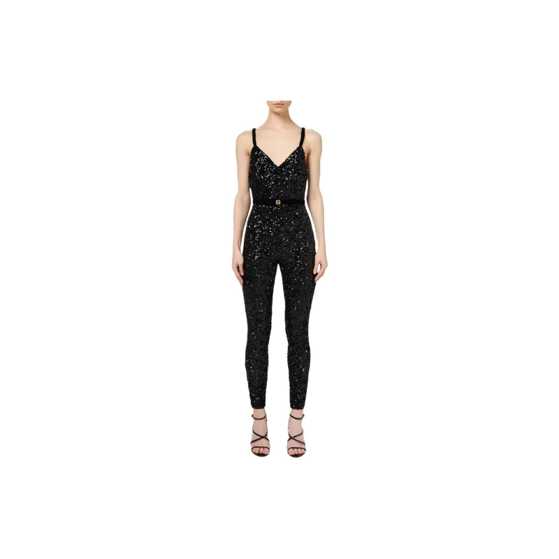 Elisabetta Franchi Sequin Belt Jumpsuit-1