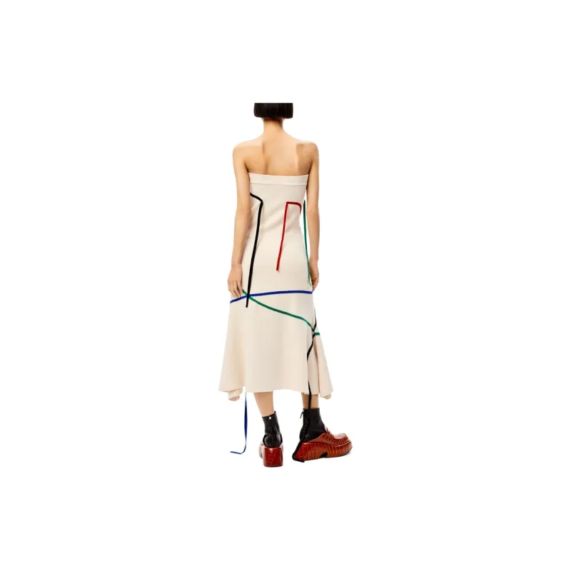 LOEWE Graphic Jacquard Bustier Dress 'White/Multicolor'-2