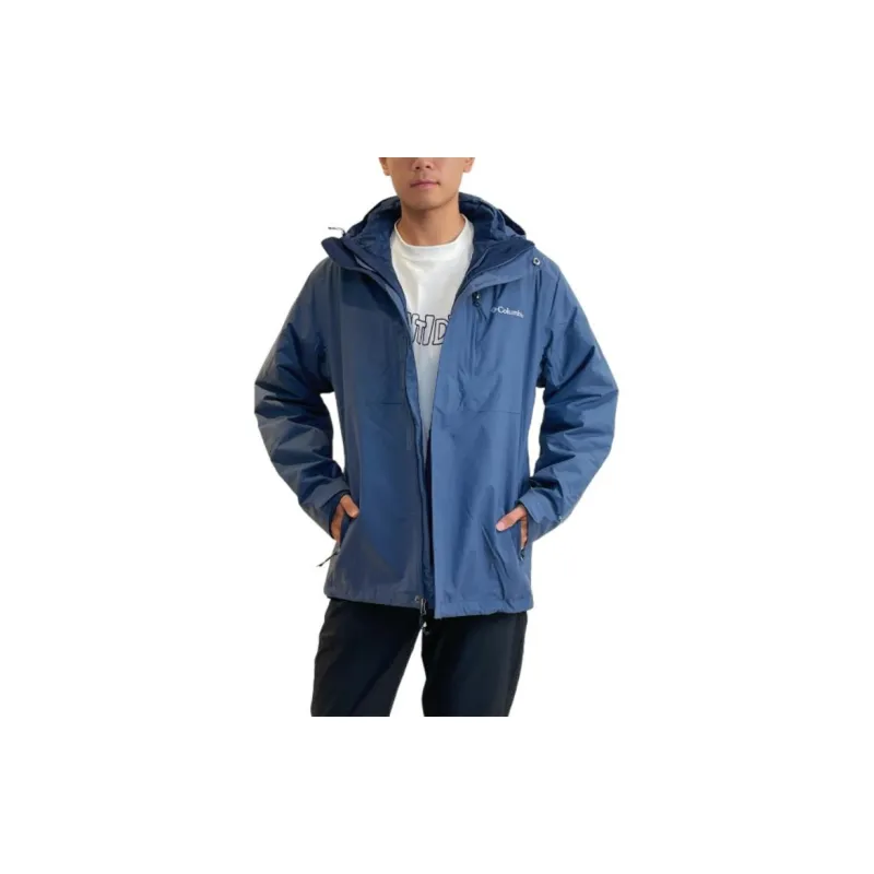 Columbia Hiking Skiing And Paragliding Water Resistant Windproof Wear Resistant Warm Windbreaker Jacket Men's Blue-1