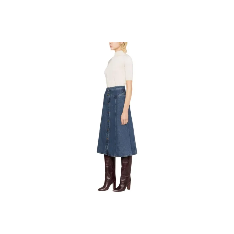 Chloé Faded Midi Denim Skirt-5