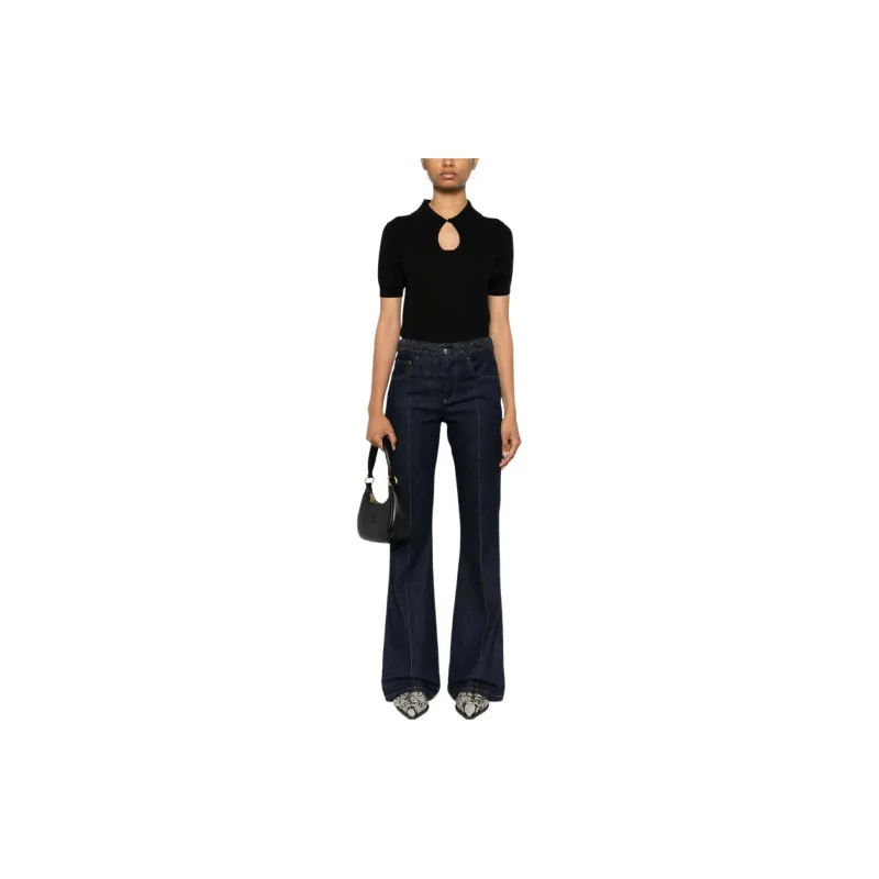 By Malene Birger Keyhole neck Ribbed Polo Top-3