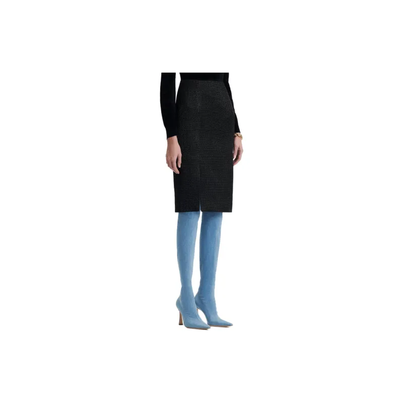 SCANLAN THEODORE Tinsel Gingham Skirt Casual Long Skirts Women's Black-3