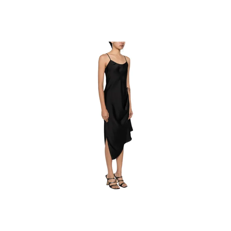 LOW CLASSIC Drawstring Slip Midi Dress-4