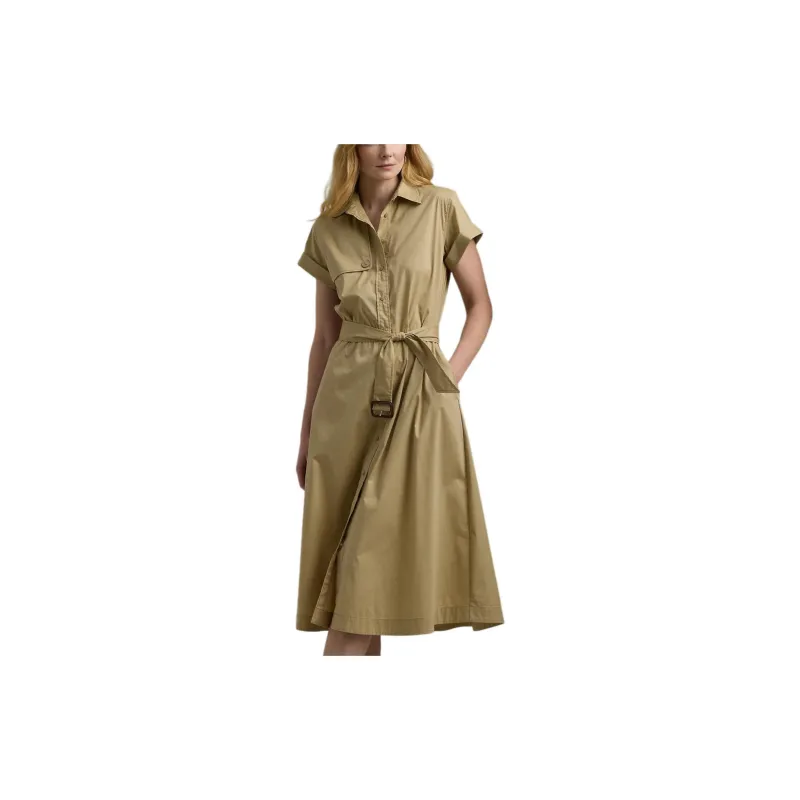 Polo Ralph Lauren FW24 Short-Sleeved Dresses Women's Birch Tree Brown-2