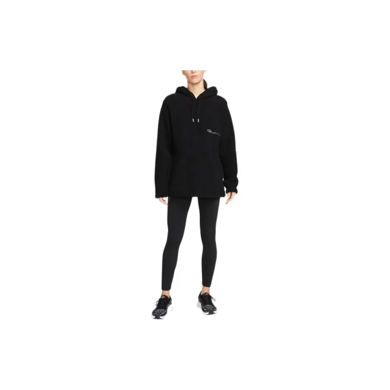 Nike Therma-FIT Women'ss Logo Letter Print Hooded Pullover Sweatshirt Black-4