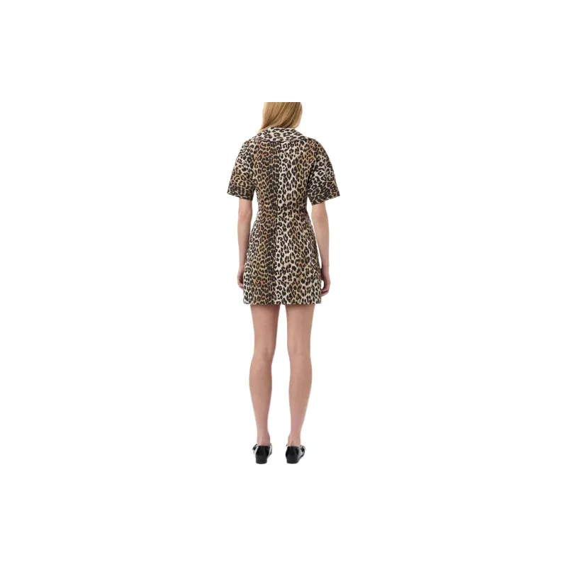 GANNI Leopard Printed Wrap Mini Dress-4
