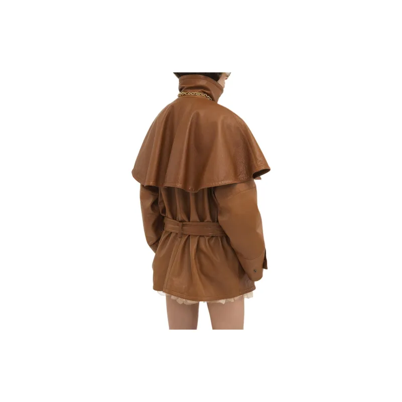 Chloe FW24 Leather Jacket Women's Ochre-3