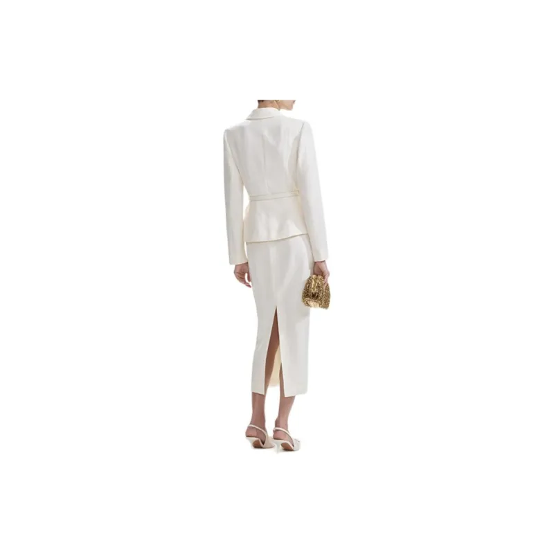 Self portrait Long Sleeved Dresses Women's Ivory White-3