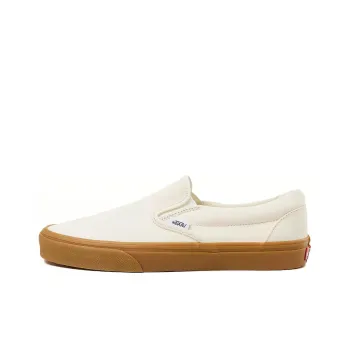 Vans Slip on Anti Slip Wear Resistant Low Top Skateboard Shoes Unisex Beige White Brown