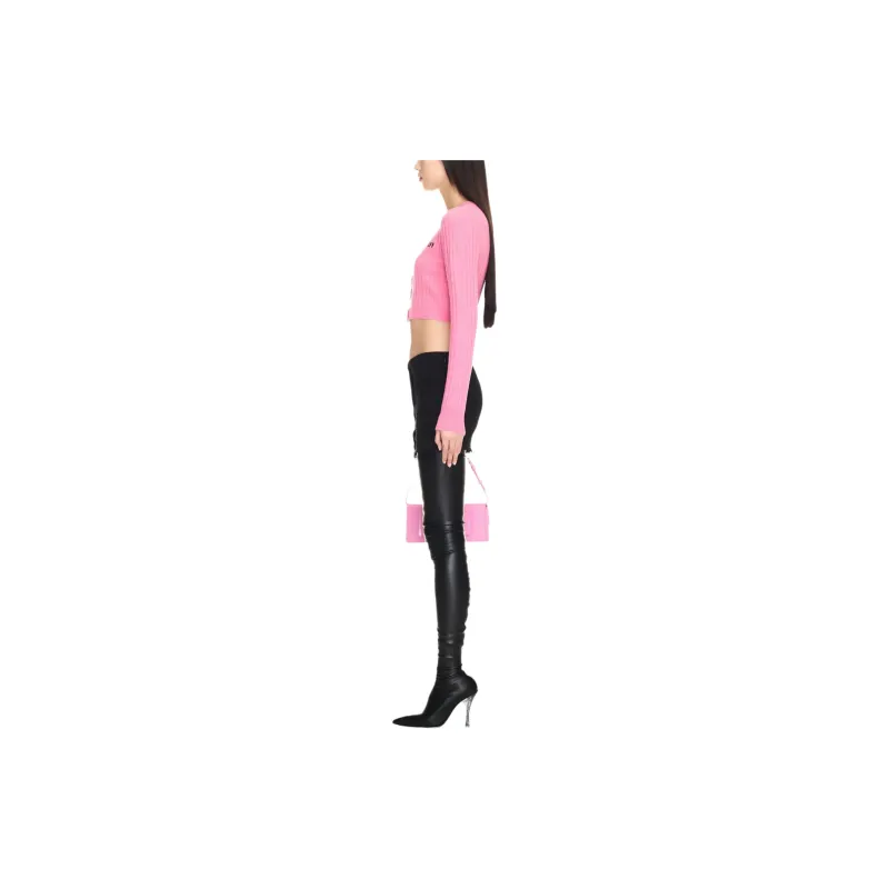 OFF WHITE V Neck Cropped Cardigan-2