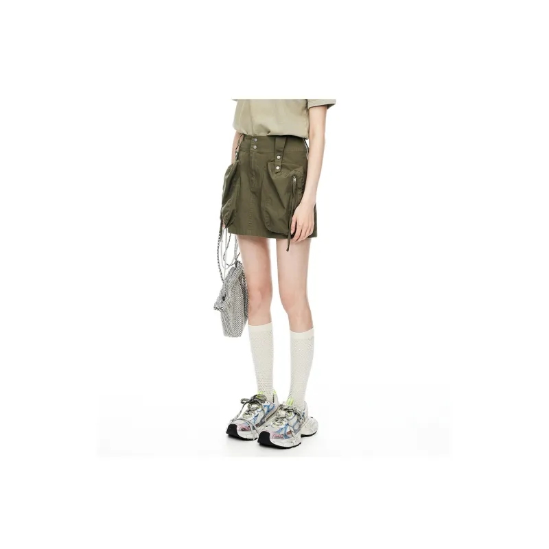 D'zzit Casual Short Skirts Women's Dark Green-2