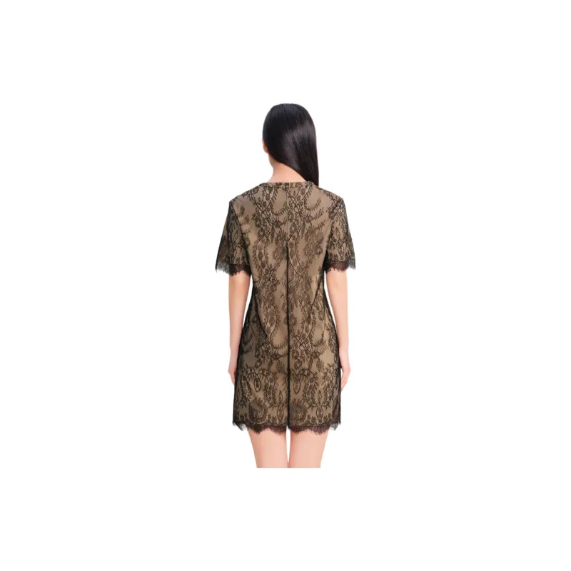 Blood Glitter Short-Sleeved Dresses Women's Black Floral-1