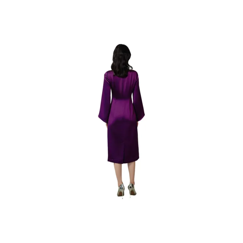 BBLLUUEE Long Sleeved Dress Women's Purple Bamboo-1