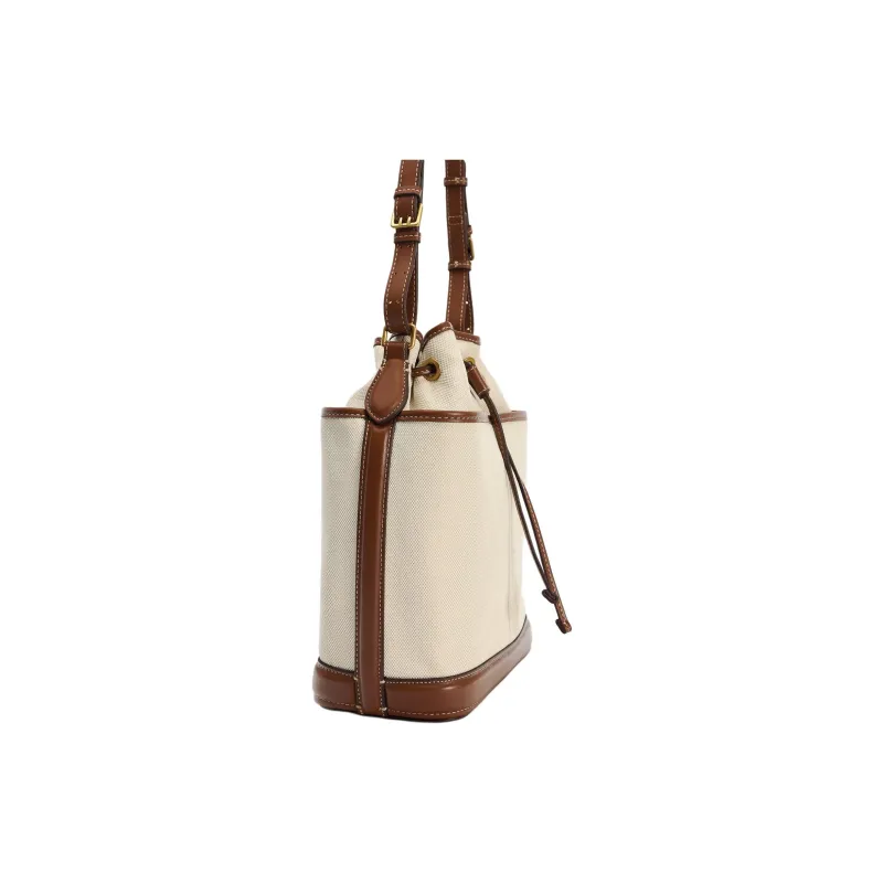 ZARA Polyester Bucket Bags Shoulder Bags Large Size Women's Dark Brown Yellow-2