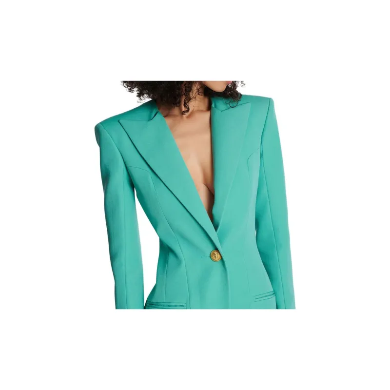 BALMAIN SS23 Long-Sleeved Dresses Women's Emerald-4