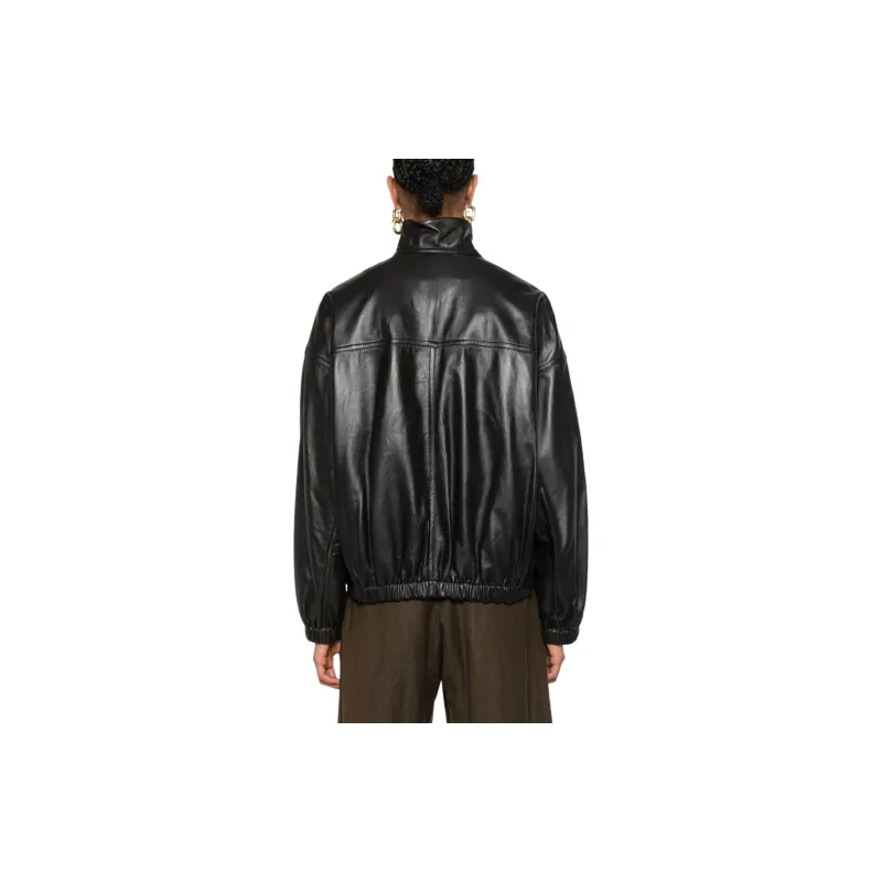 Lemaire Stand Collar Leather Blouson 'Dark Espresso'-2