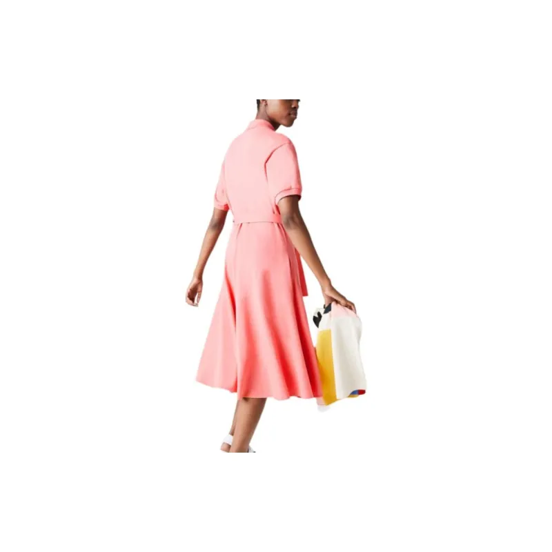 LACOSTE Short Sleeved Dress Women's Pink-2