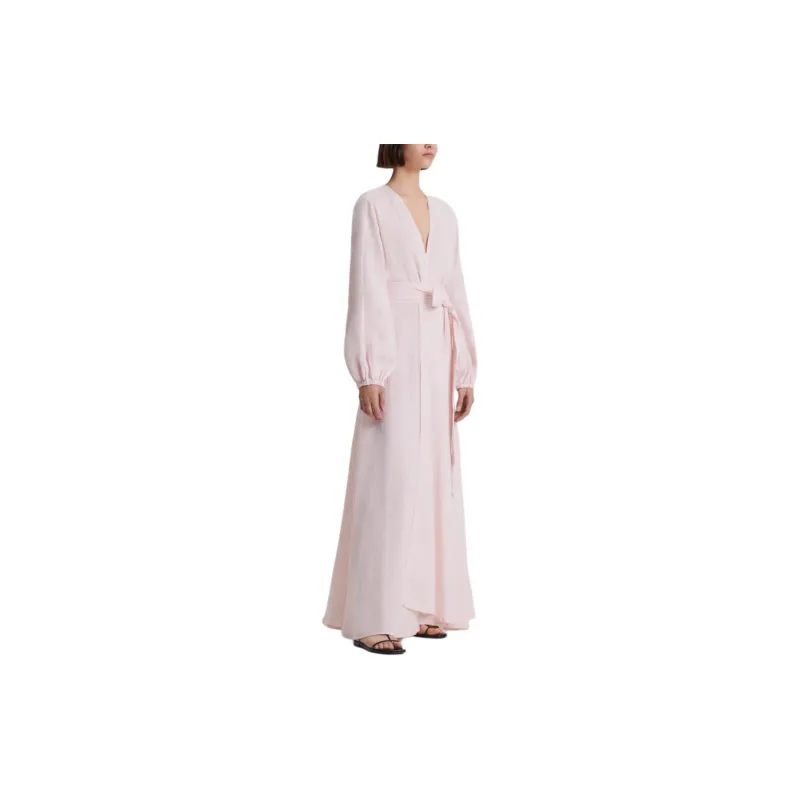 SCANLAN THEODORE Italian Linen Dress Long-Sleeved Dresses Women's Tinted Pink/Light Pink-2