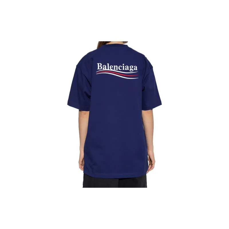 Balenciaga Women's Political Campaign Oversized T-Shirt Dark Blue/Multi-3