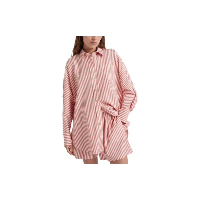 Brunello Cucinelli Monili Chain Detailed Striped Shirt-2