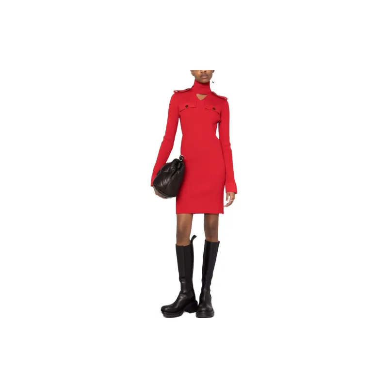 Bottega Veneta Long Sleeved Dresses Women's Red-1