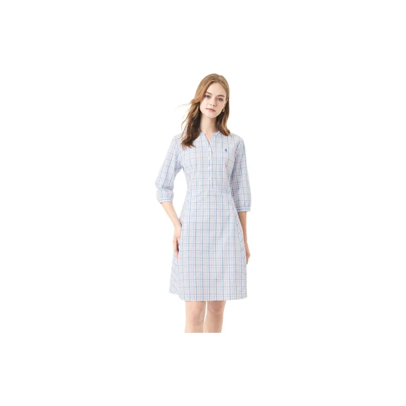 Hush Puppies Long Sleeved Dresses Women's Blue White-3