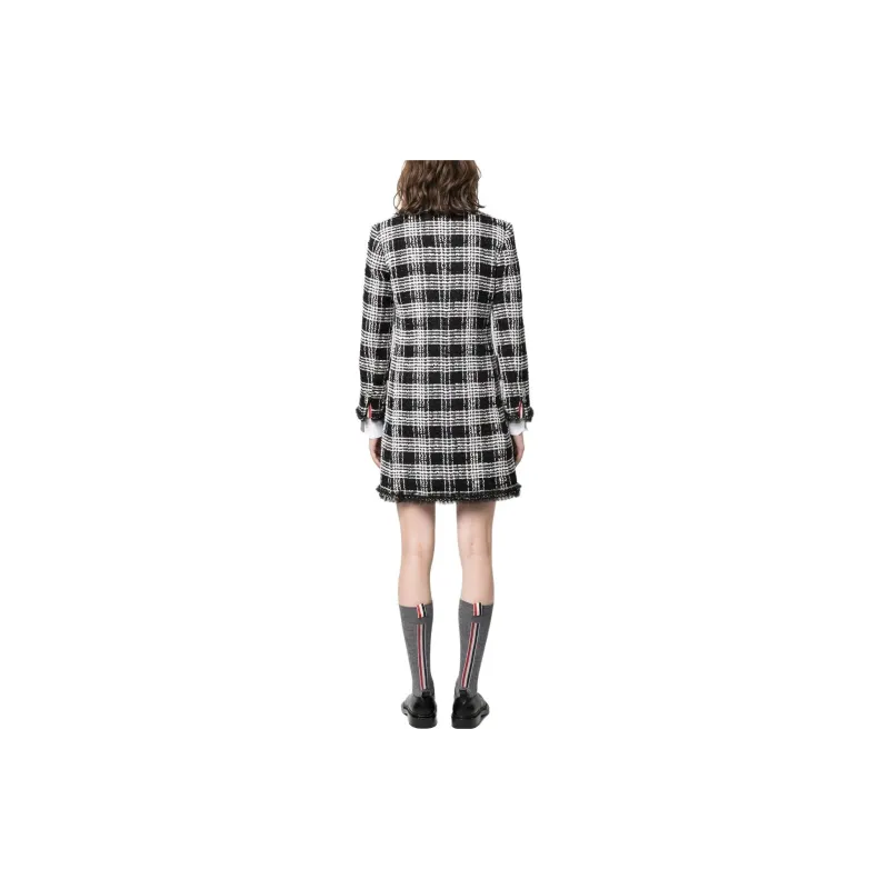 THOM BROWNE Chesterfield Frayed Hem Tweed Midi Dress-2
