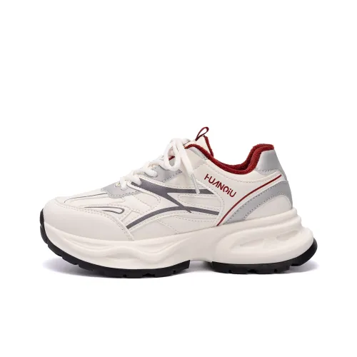 HUANQIU Chunky Sneakers Women's Low-Top Gray Red