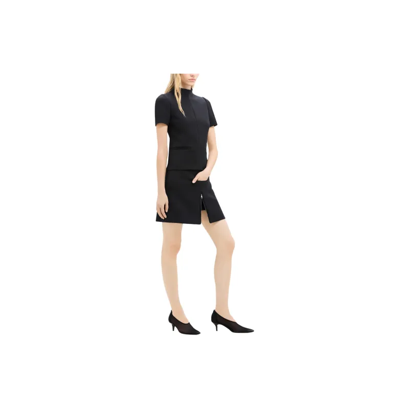 COURREGES Mid Rise Zip Detailed Twill Mini Skirt-3